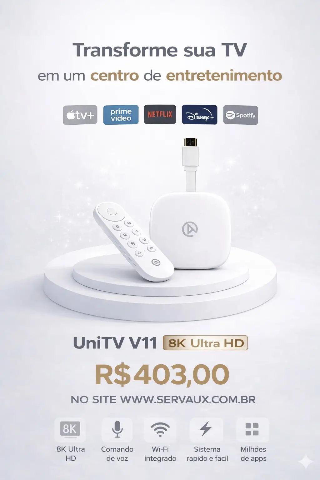 Receptor UniTV V11 8K Ultra HD TvBox Com Comando de Voz Wifi - Imagem 2