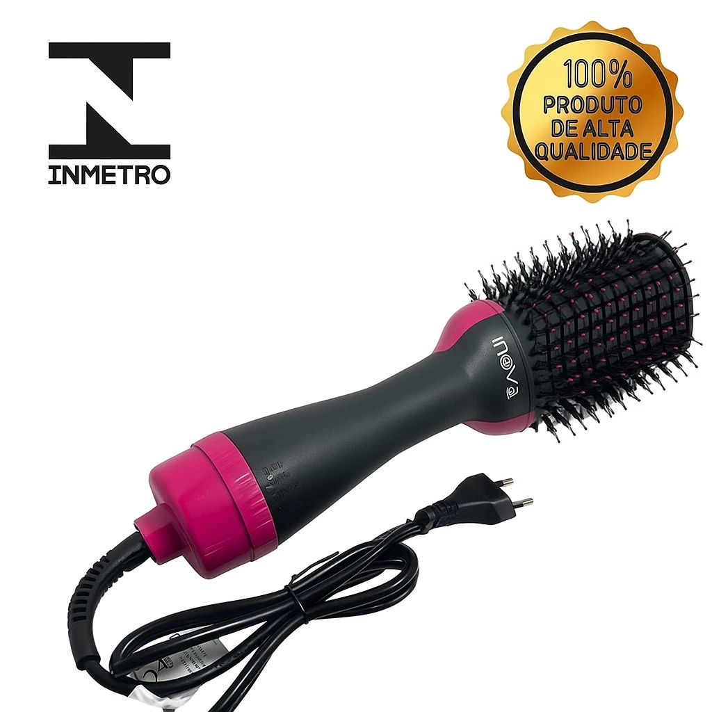 Escova Secadora Elétrica 1000W Profissional Inova 110V 3 em 1 Finaliza Resfria Modela - Imagem 5
