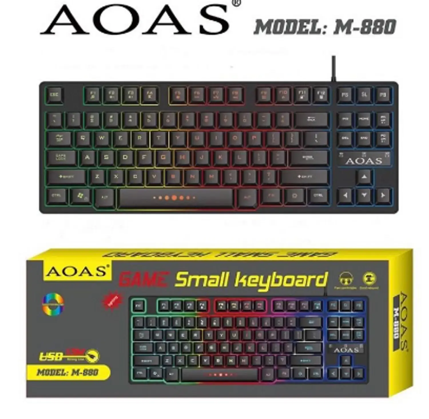 Teclado Gamer Aoas QWERTY US Preto RGB M-880 Semi Mecânico - Imagem 4