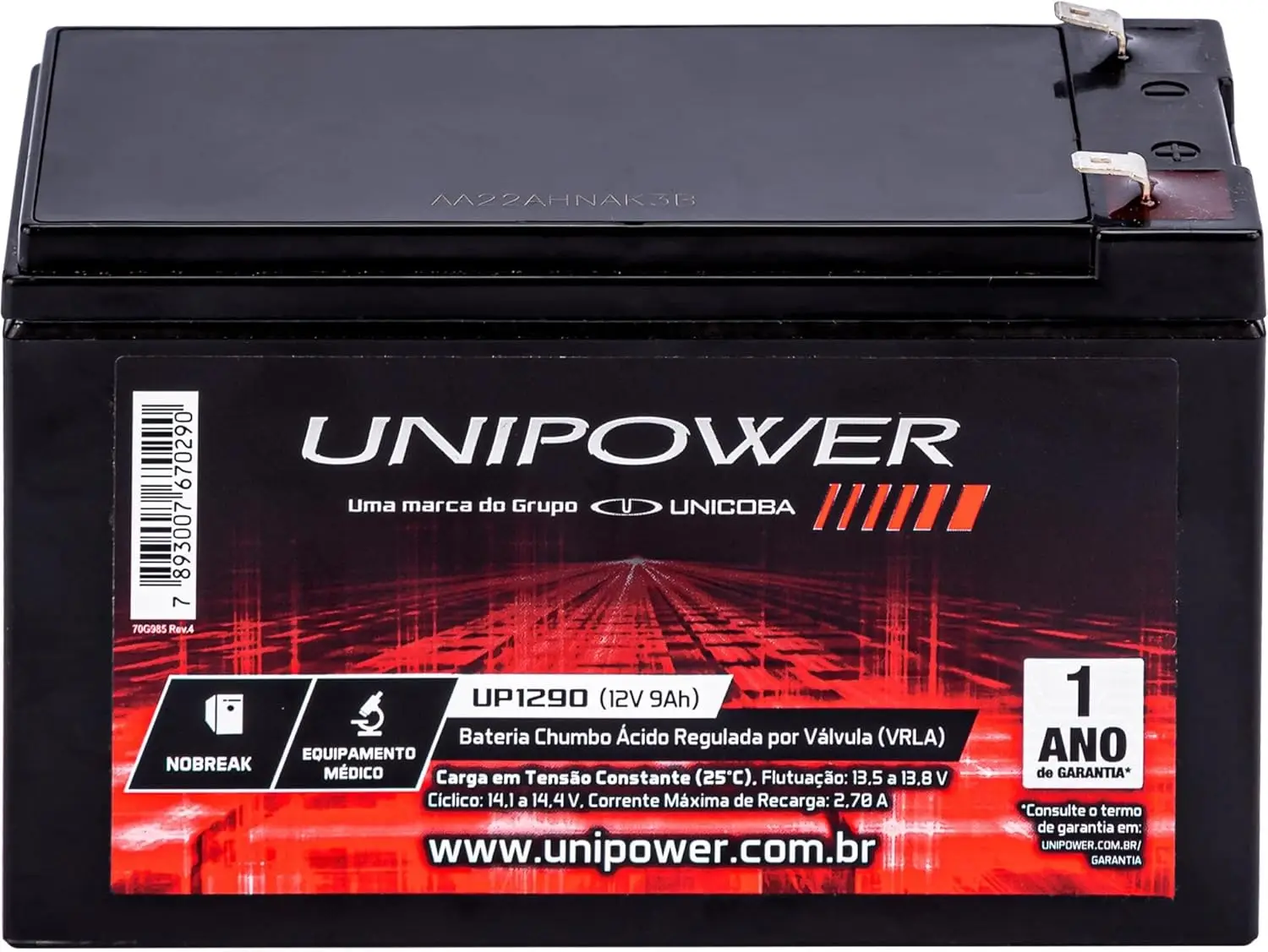 Bateria Selada Unipower 12v 9ah Alarmes Cercas Nobreak