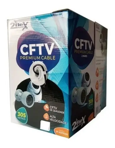 Cabo de Rede para Cftv Cobreado 2 Pares Premium 305 M Preto 2flex Nf