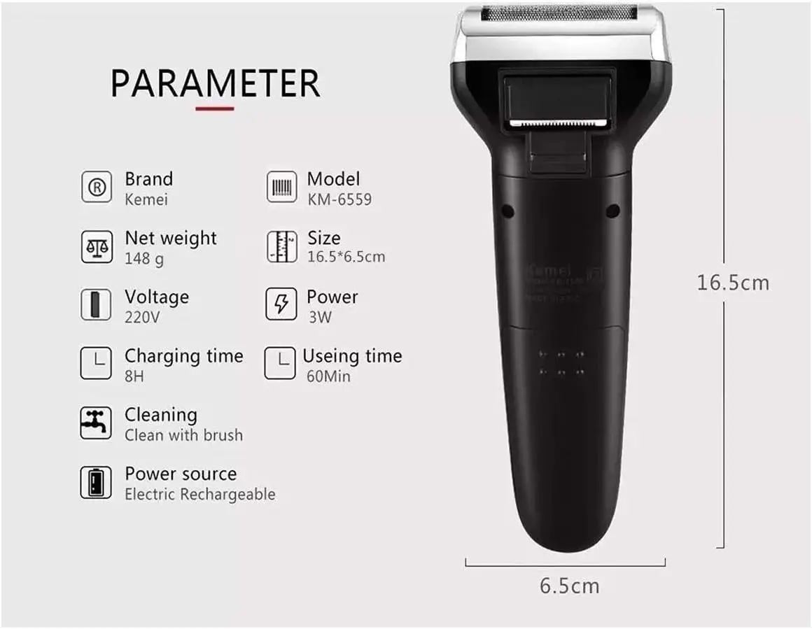 Máquina de Barbear Elétrica 3 Em 1 Kemei Shaver - Imagem 5