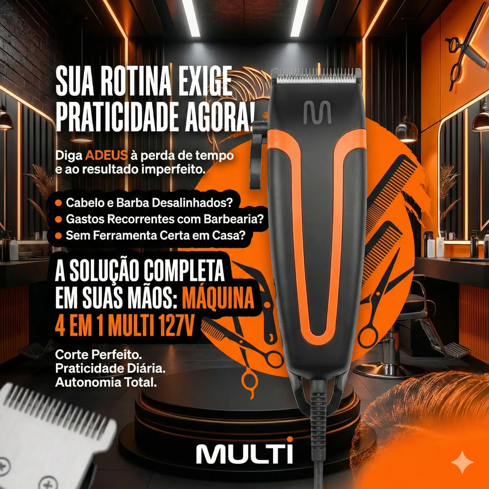 Máquina De Cortar Cabelo 4 em 1 127V Multi EB147 - Imagem 5