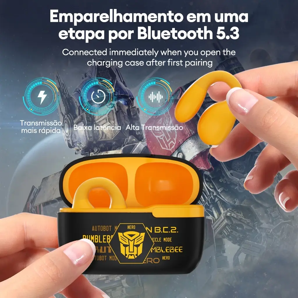 Fone De Ouvido Bluetooth Sem Fio Transformers TF-T05 Corrida - Imagem 2
