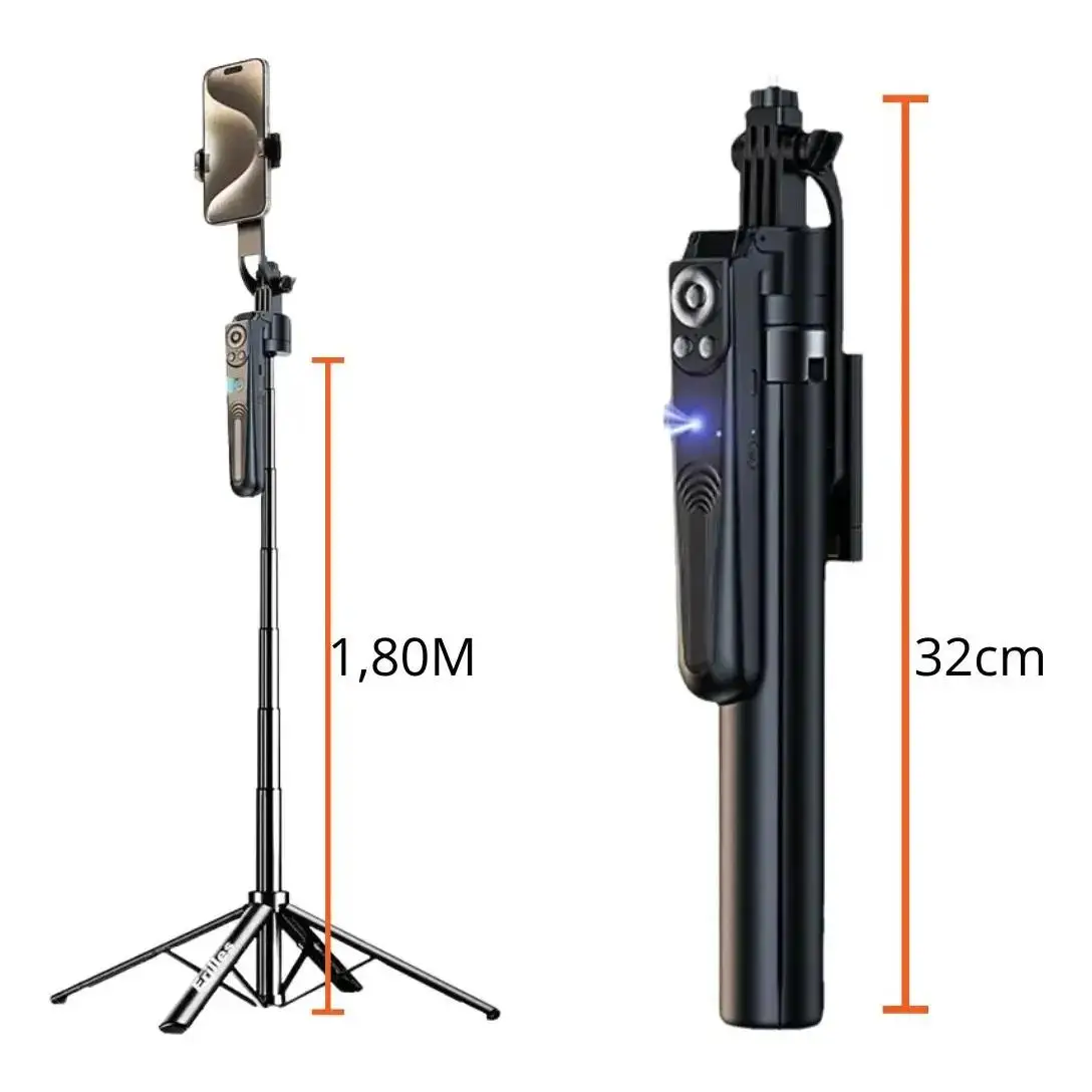 Tripé Estabilizado Facial Câmera Celular Selfie Gimbal Preto - Imagem 6