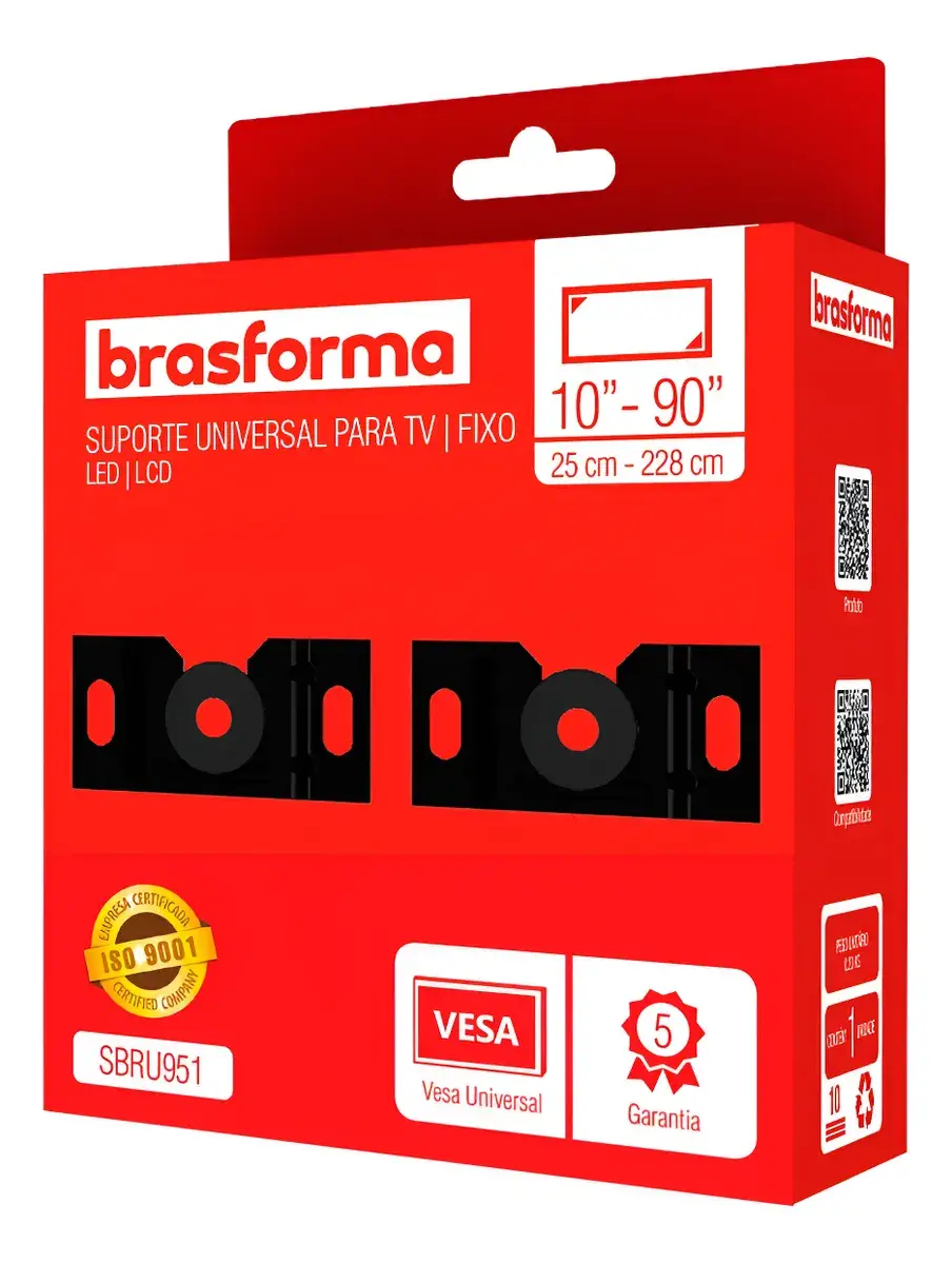 Suporte Universal Parede p TV 10-71" SBRU951 BRASFORMA Preto