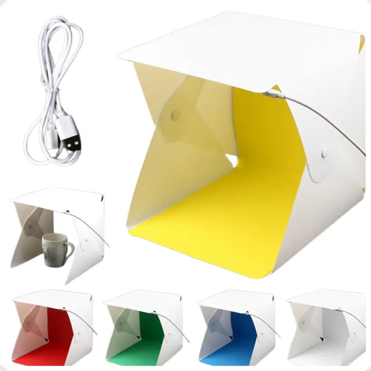 Mini Estúdio Fotográfico Cabine Dobrável 23x24 LED 6 Fundos - Imagem 2