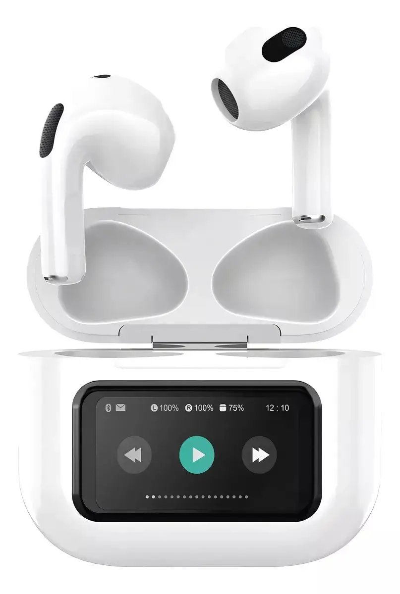 Fone De Ouvido Bluetooth Sem Fio Tws In-ear Tela Touch Lcd Cor Branco Basike