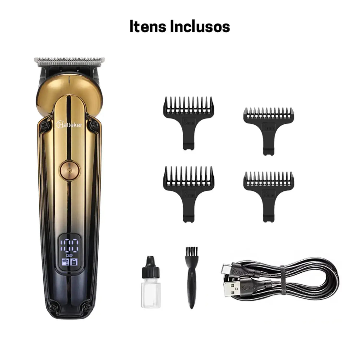 Máquina Cortar Cabelo Hatteker Profissional Aparador Sem Fio - Imagem 4