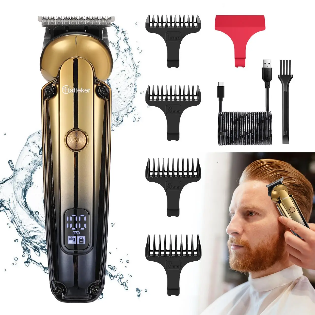 Máquina Cortar Cabelo Hatteker Profissional Aparador Sem Fio - Imagem 2