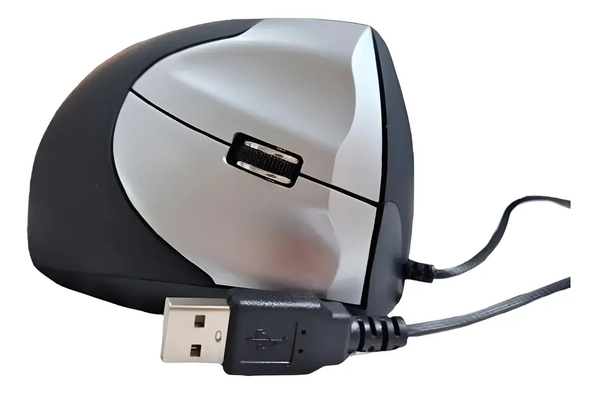 Mouse Vertical Ergonômico Com Fio 1600 DPI Previne Tendinite