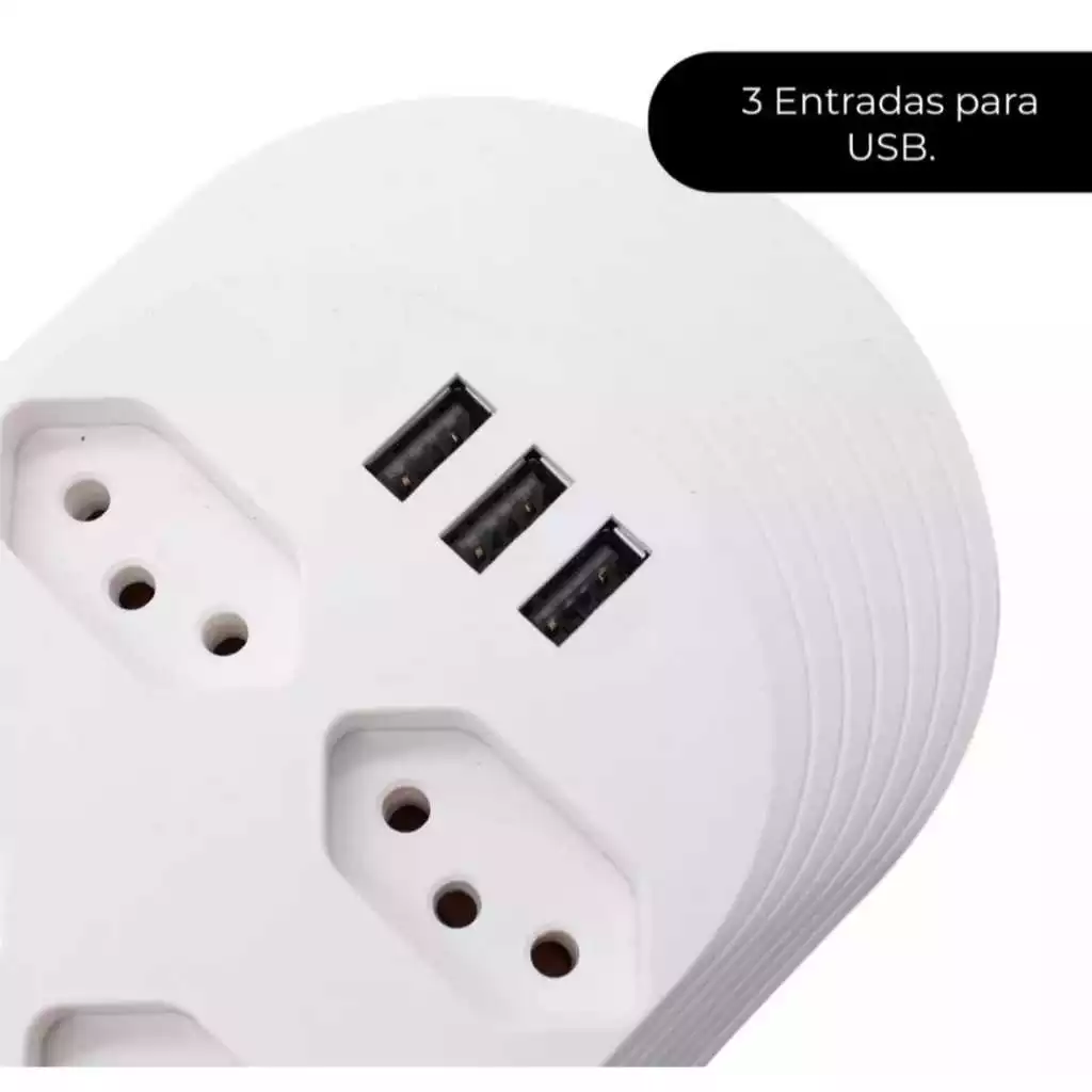 Extensão Régua com 6 Saídas 3 Entradas USB OI-TO120 - Imagem 6