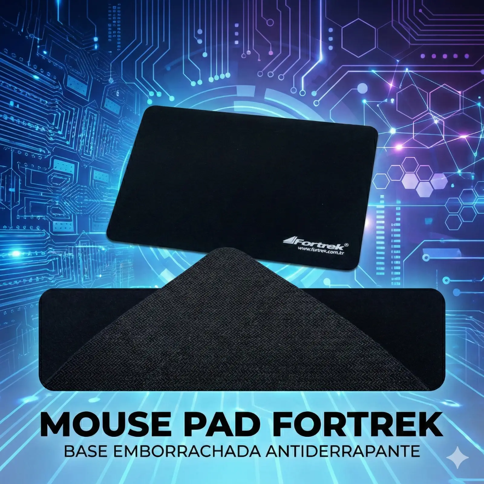 MOUSE PAD FORTREK BAP102 COM BASE EMBORRACHADA - Imagem 3