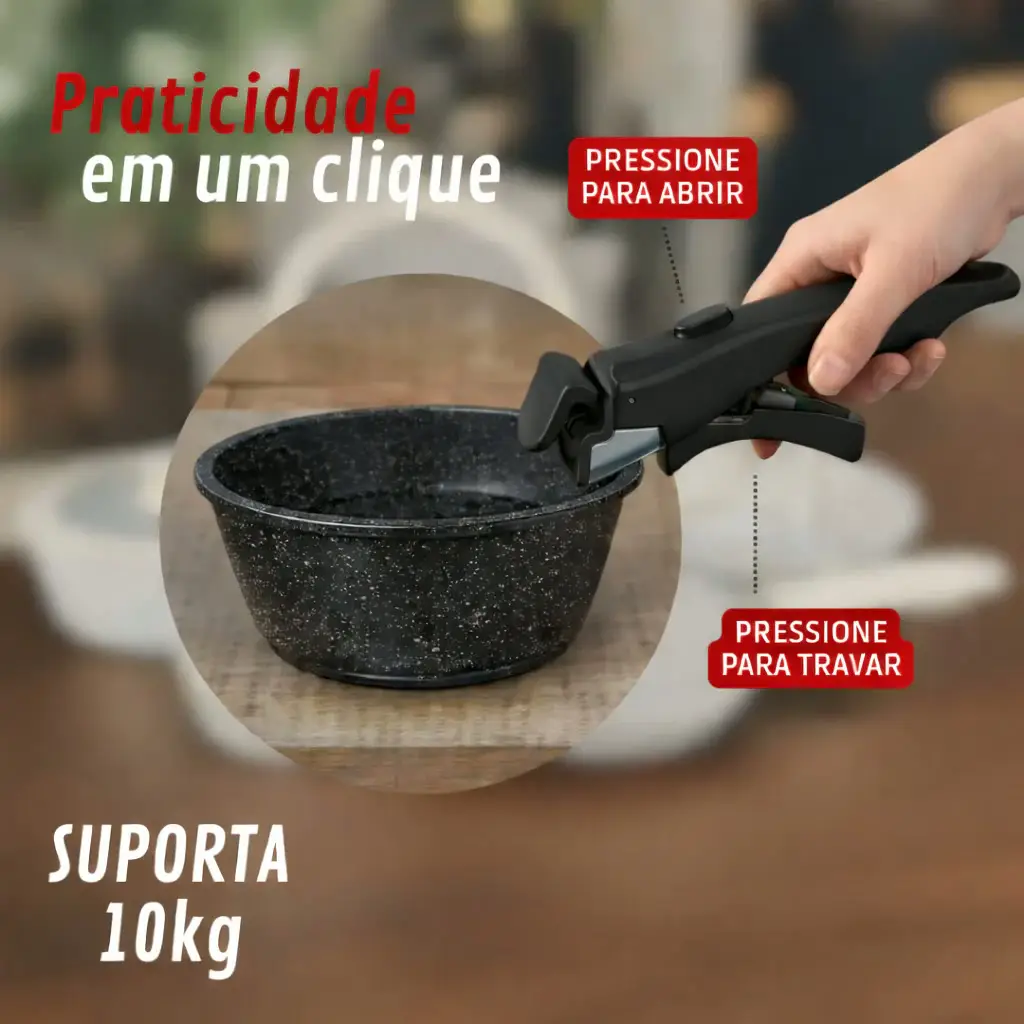 Jogo de Panelas 15 Peças Antiaderente com Cabo Removível MARROM - Imagem 5