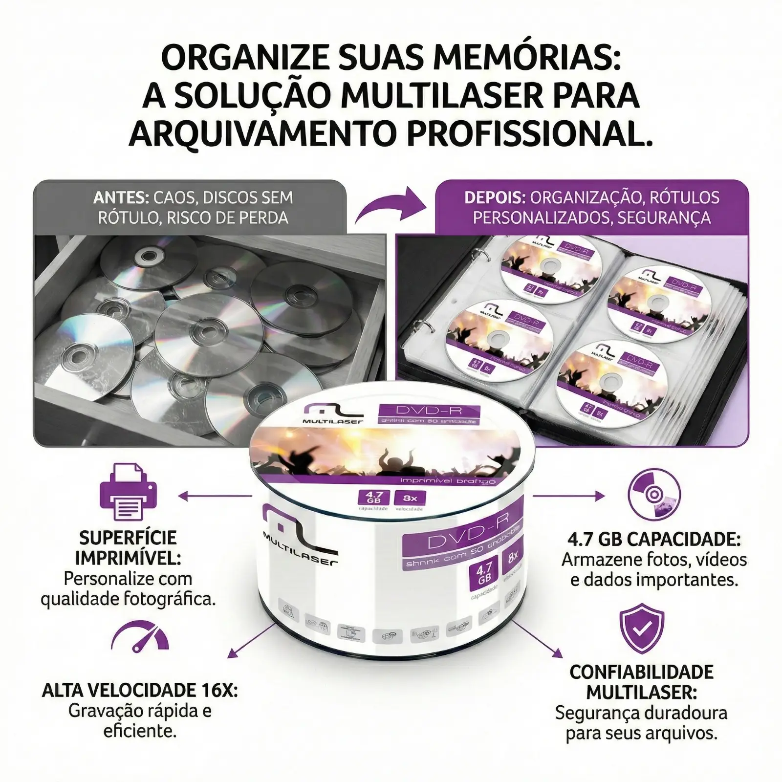 Mídia Multilaser Dvd-R Printable 16X 4,7 Gb - DV052 - Imagem 5