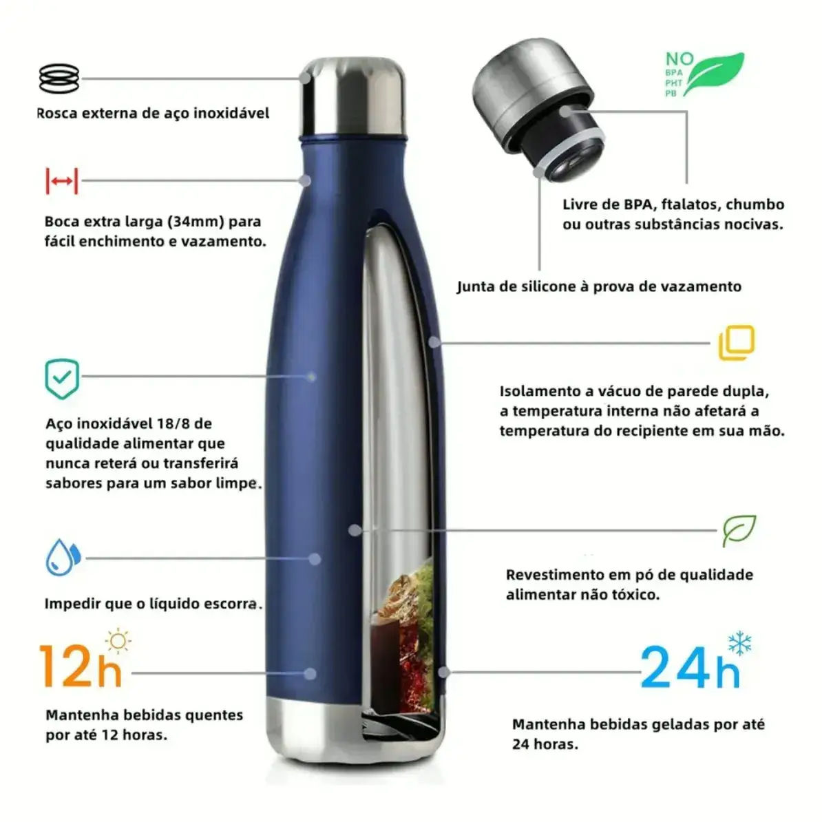 Garrafa Térmica com Acabamento Brilhante e Design Moderno - Imagem 3