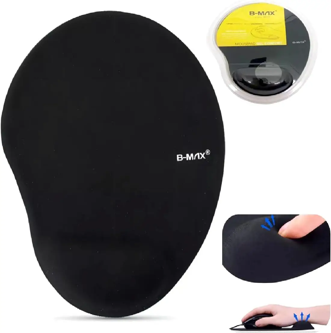 Mouse Pad Com Apoio Para Pulso Gel B-max 22x26x1.5 Preto