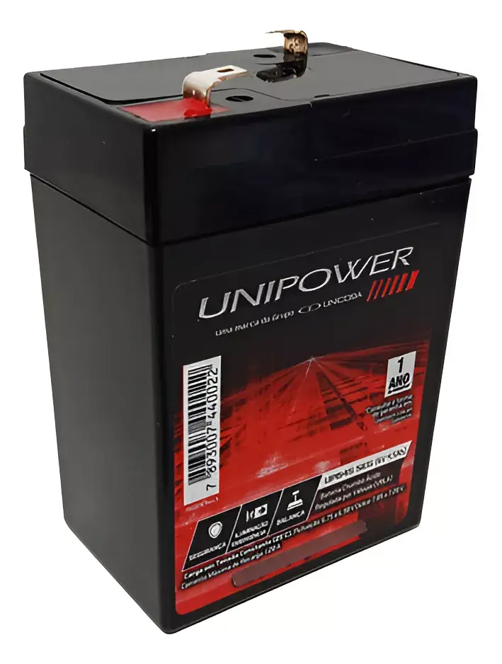 Bateria SELADA UNIPOWER 6V/4,5AH SEG - Imagem 3