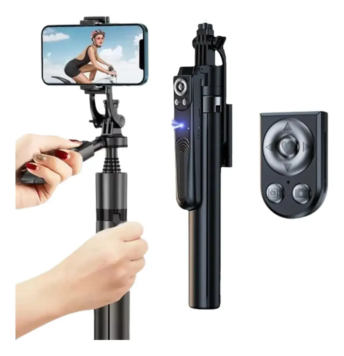 Tripé Estabilizado Facial Câmera Celular Selfie Gimbal Preto - Imagem 2