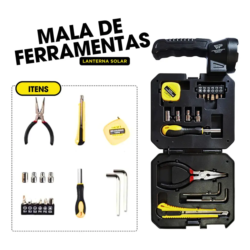 Lanterna Solar Led Com Caixa De Ferramenta Recarregável USB - Imagem 5