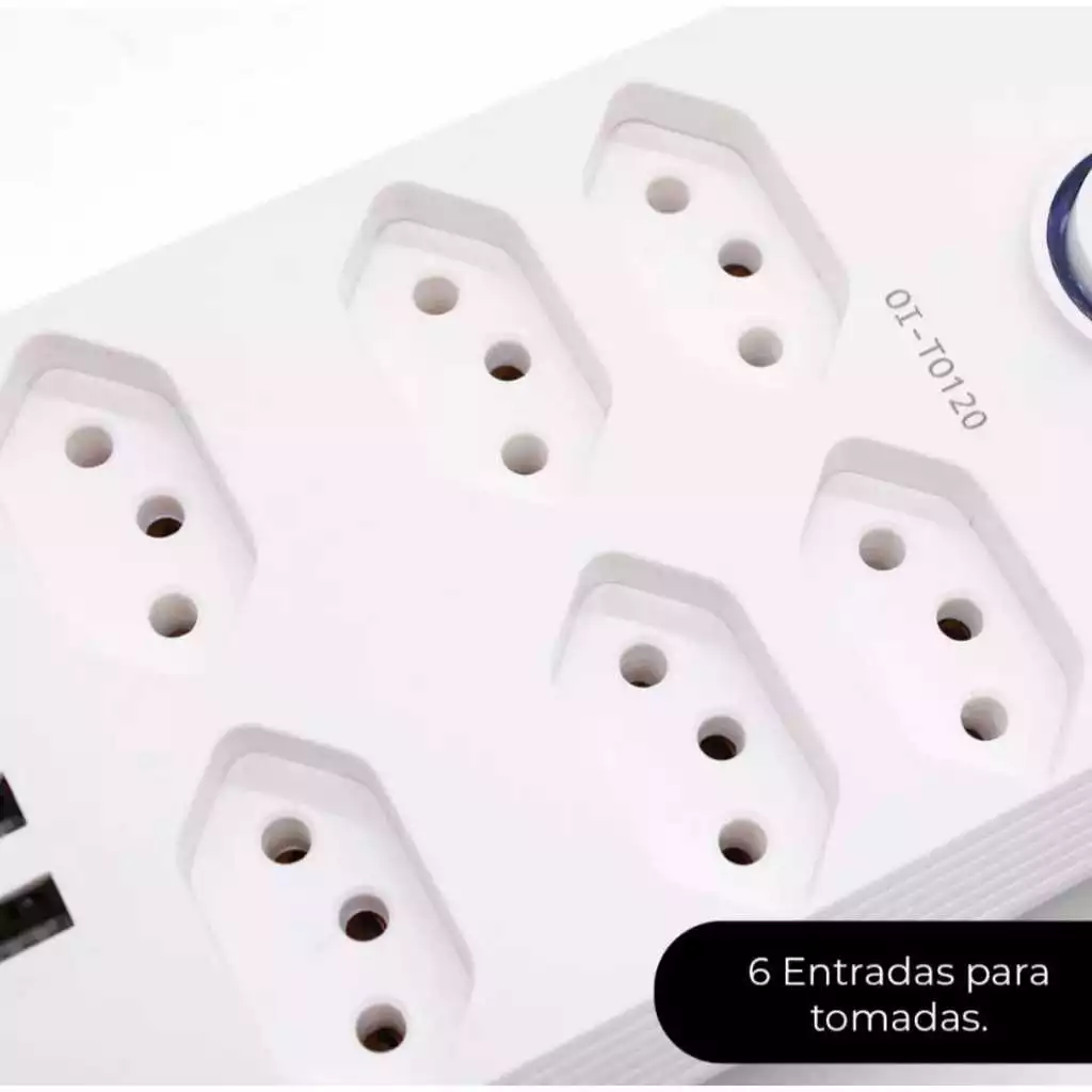 Extensão Régua com 6 Saídas 3 Entradas USB OI-TO120 - Imagem 4