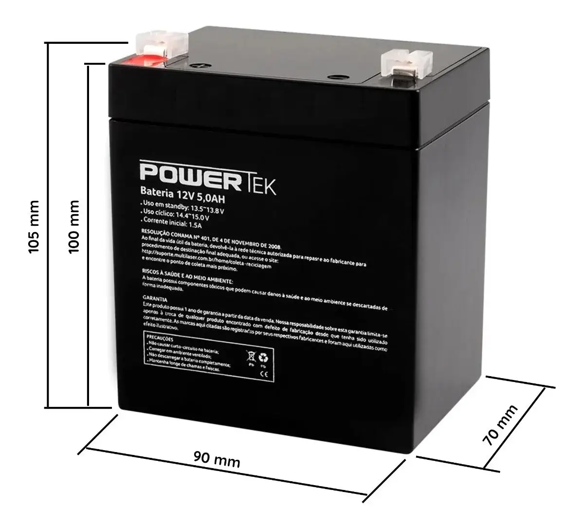 Bateria Selada 12v 5ah Vrla Agm Nobreak Sms Apc Automação EN010 - Imagem 5