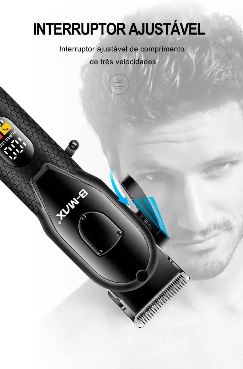 Máquina de Cortar Cabelo Profissional Visor LCD B-Max BMC023 - Imagem 3