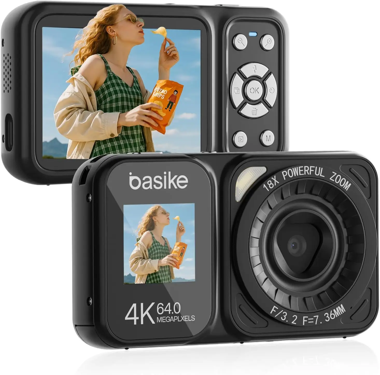 Câmera Digital Basike 4k 64MP Dual Screen Tela Dupla 18X