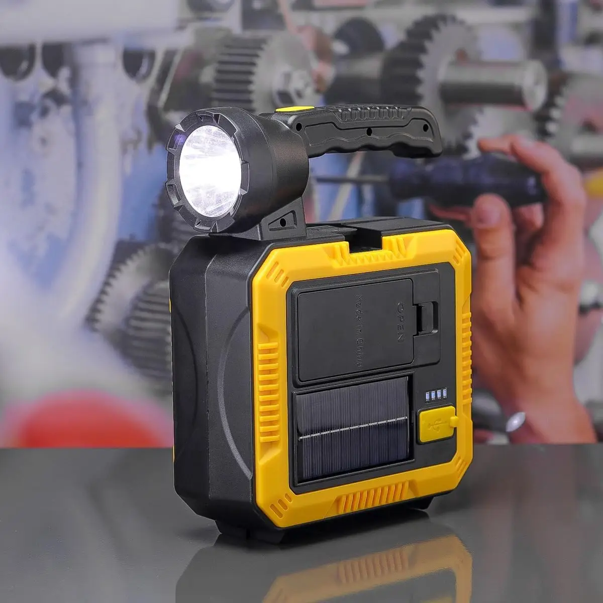 Lanterna Solar Led Com Caixa De Ferramenta Recarregável USB - Imagem 3