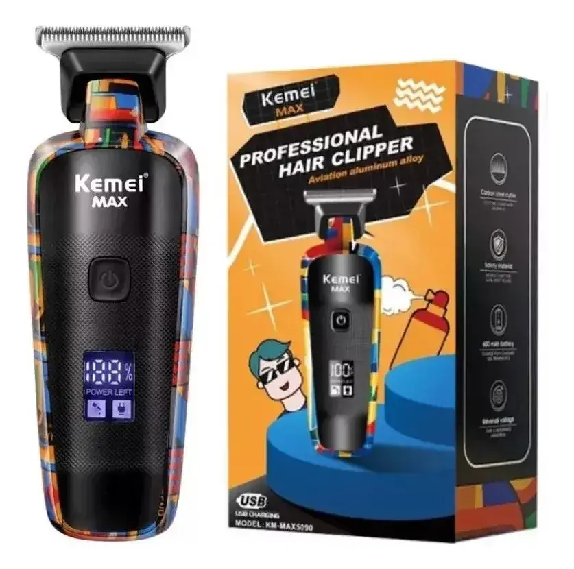 Máquina de Acabamento Cabelo Display Led Kemei Preta MAX5090 - Imagem 3