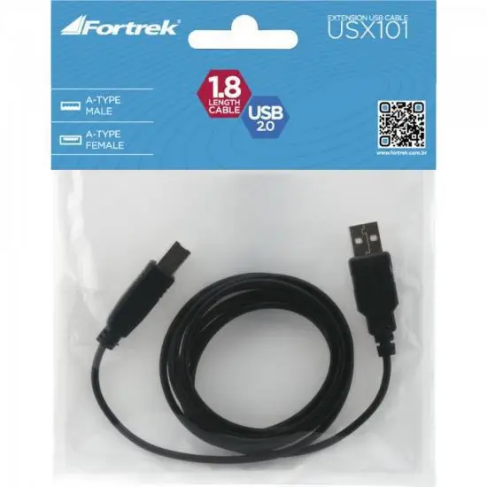 Cabo USB 2.0 A Macho B Macho 1,8 Metros SBI101 Preto FORTREK - Imagem 2