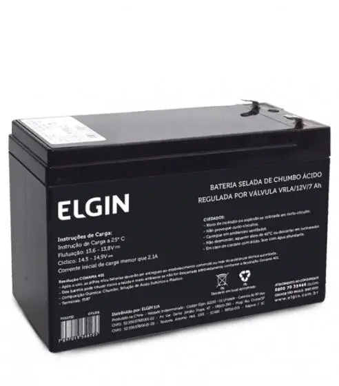 Bateria Selada Elgin 12V Chumbo Vrla 7Ah Para Nobreak