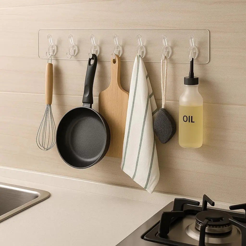 Suporte Transparente OI-0291 - organizador adesivo de alta resistência com 6 ganchos - Imagem 3