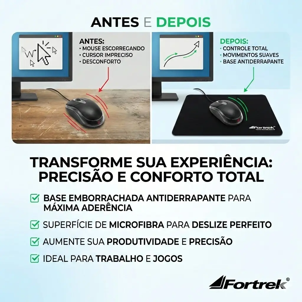 MOUSE PAD FORTREK BAP102 COM BASE EMBORRACHADA - Imagem 6