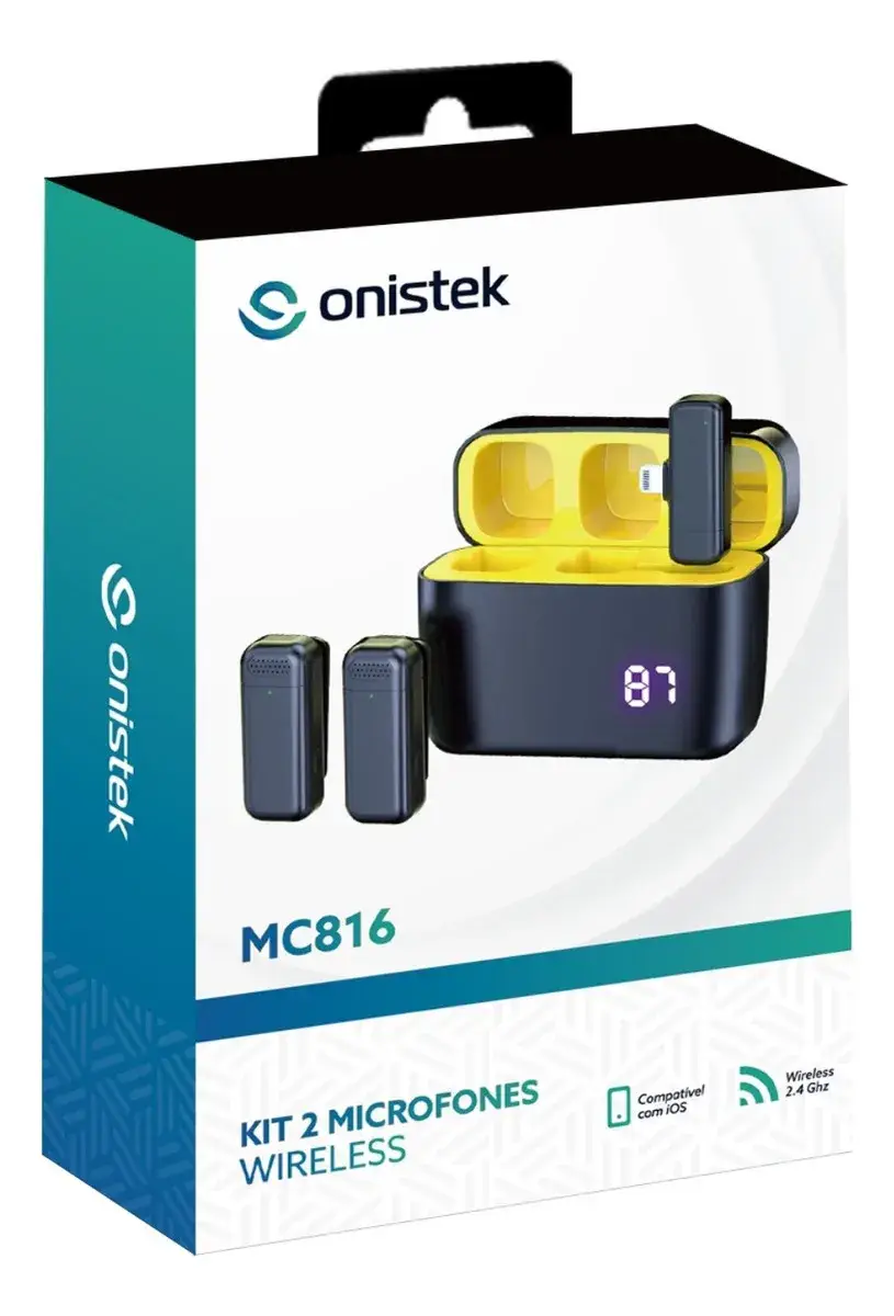 Microfone de Lapela Duplo S Fio Case Para Lightning Onistek - Imagem 5