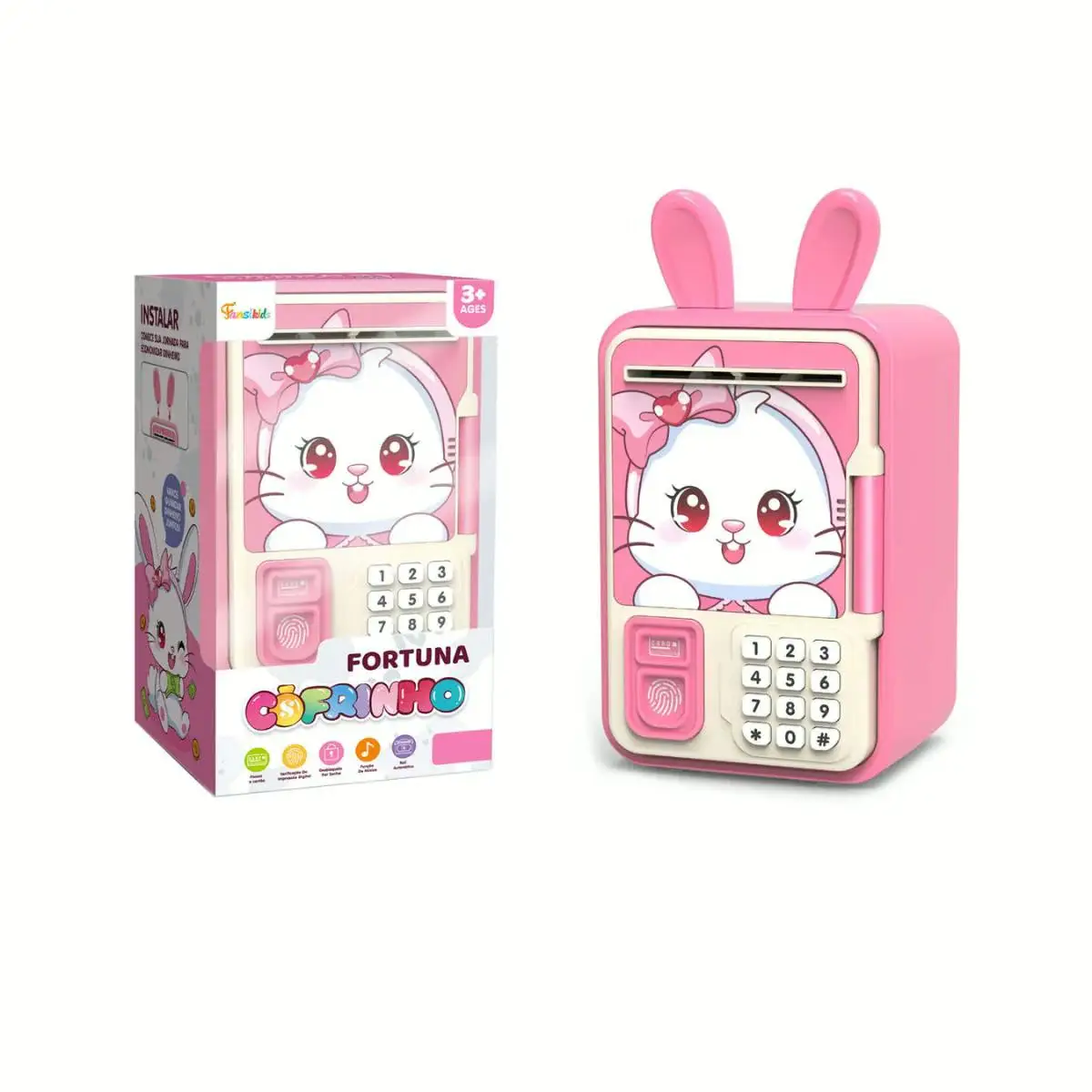 Mini Cofrinho Infantil com Senha e Desbloqueio por Impressão Digital COELHO - Imagem 2
