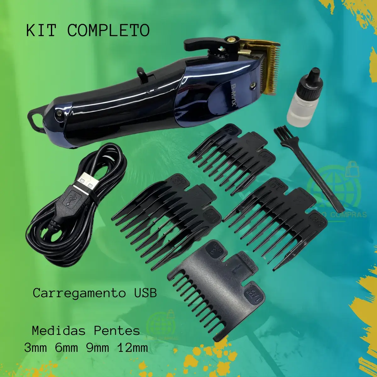 Máquina De Cortar Cabelo Profissional Visor LCD Lâminas Aço - Imagem 4
