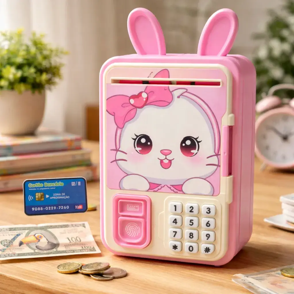 Mini Cofrinho Infantil com Senha e Desbloqueio por Impressão Digital COELHO - Imagem 5