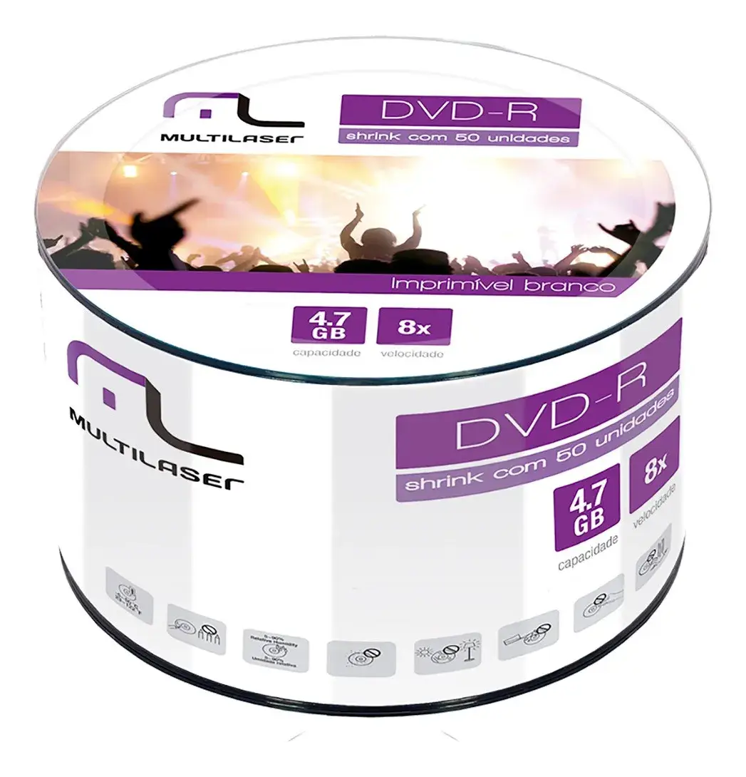 Mídia Multilaser Dvd-R Printable 16X 4,7 Gb - DV052