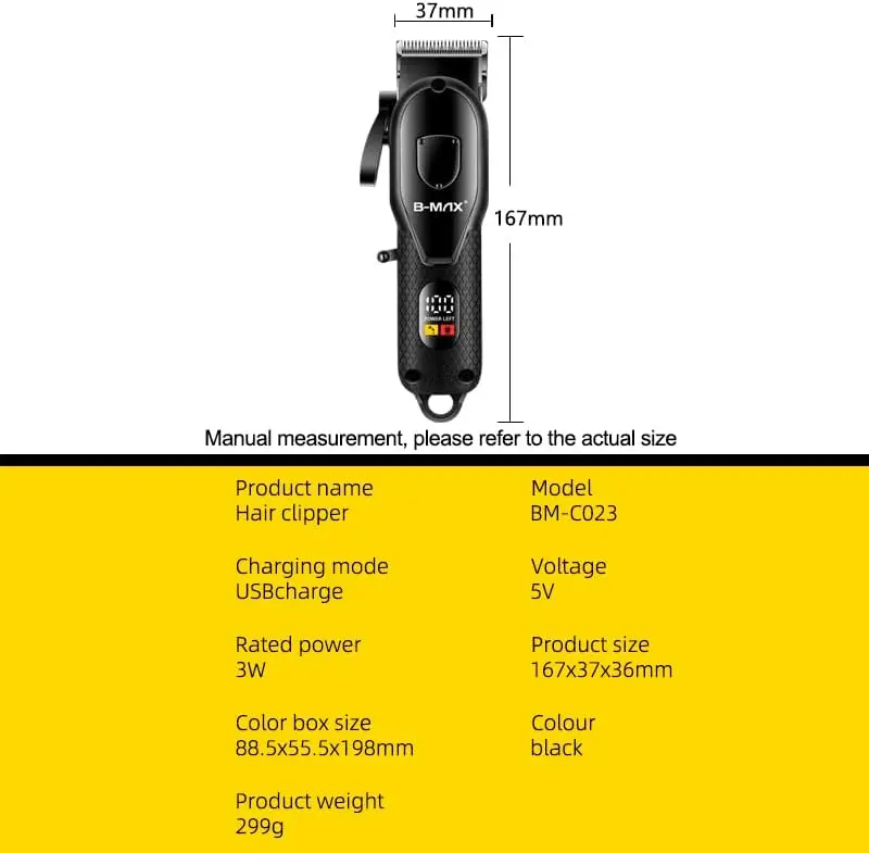 Máquina de Cortar Cabelo Profissional Visor LCD B-Max BMC023 - Imagem 5