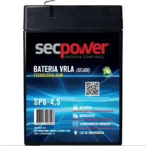 Bateria Chumbo Ácido VRLA AGM Secpower 6V/4,5A SP6-4,5