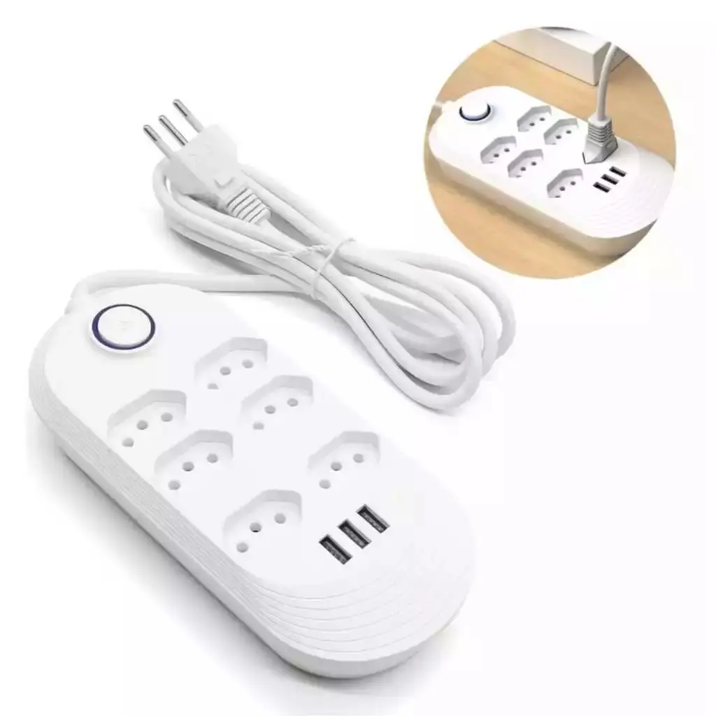 Extensão Régua com 6 Saídas 3 Entradas USB OI-TO120