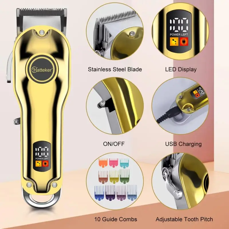 Máquina Cortar Cabelo Profissional Hatteker HT-6020 10 Pente - Imagem 2