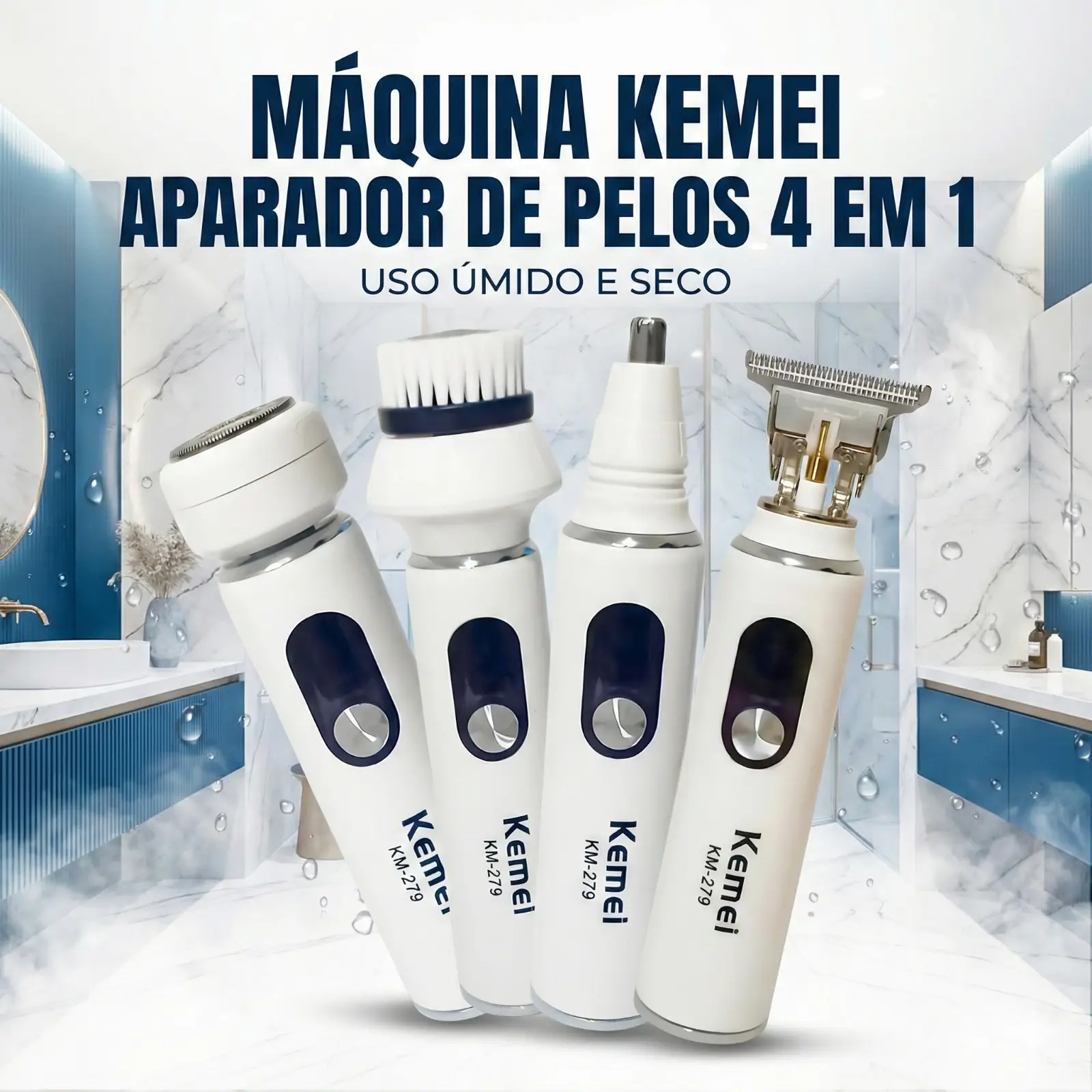 Máquina Kemel Aparador de Pelos 4 em 1 Uso Úmido KM-279 - Imagem 2