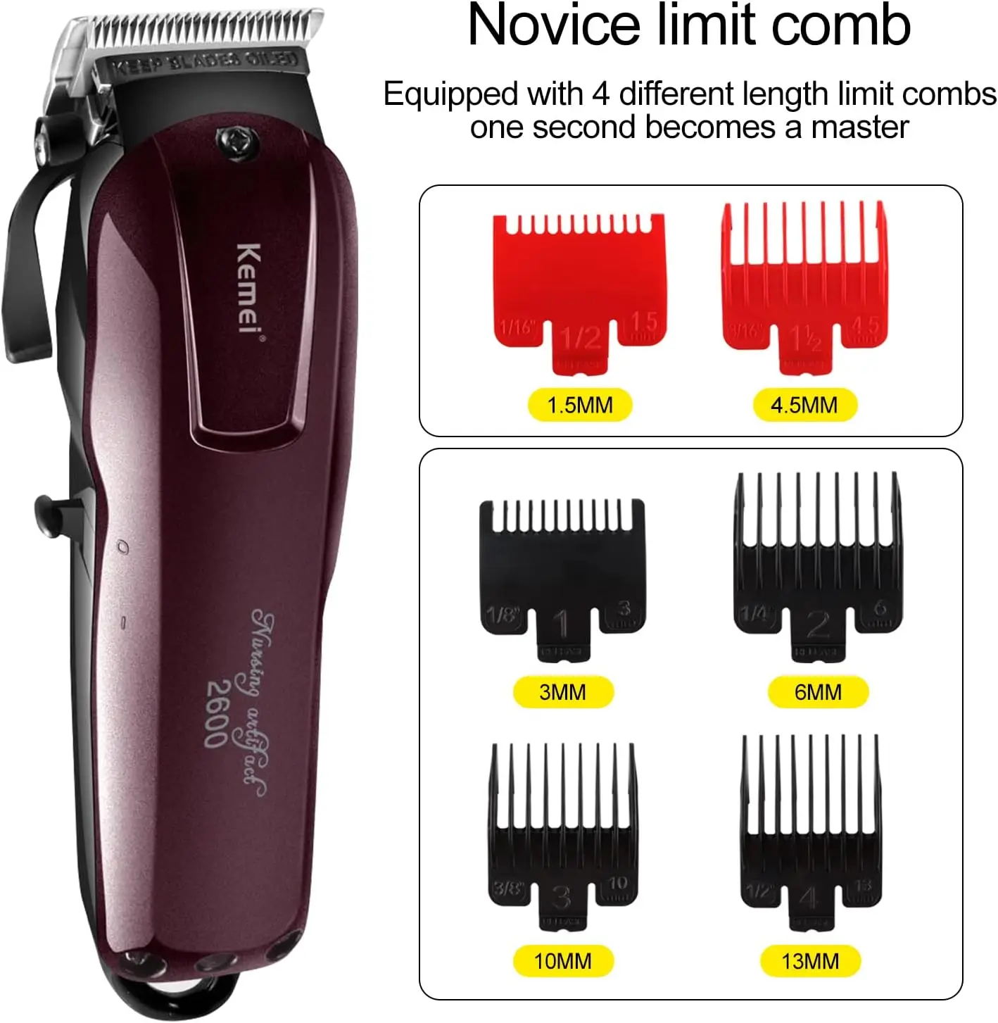 Máquina de Cortar Cabelo Profissional Cordless KM-2600 Kemei - Imagem 2