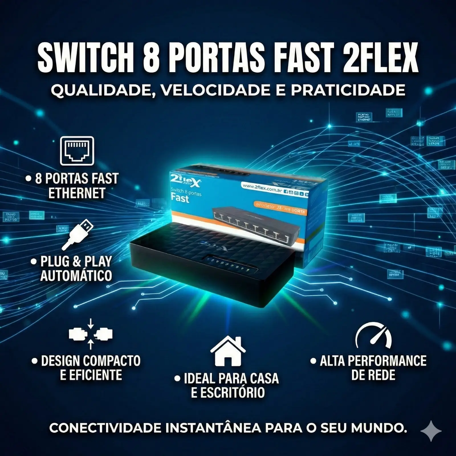 Switch 8 Portas Fast 2F-N1008N 2FLEX - Imagem 6