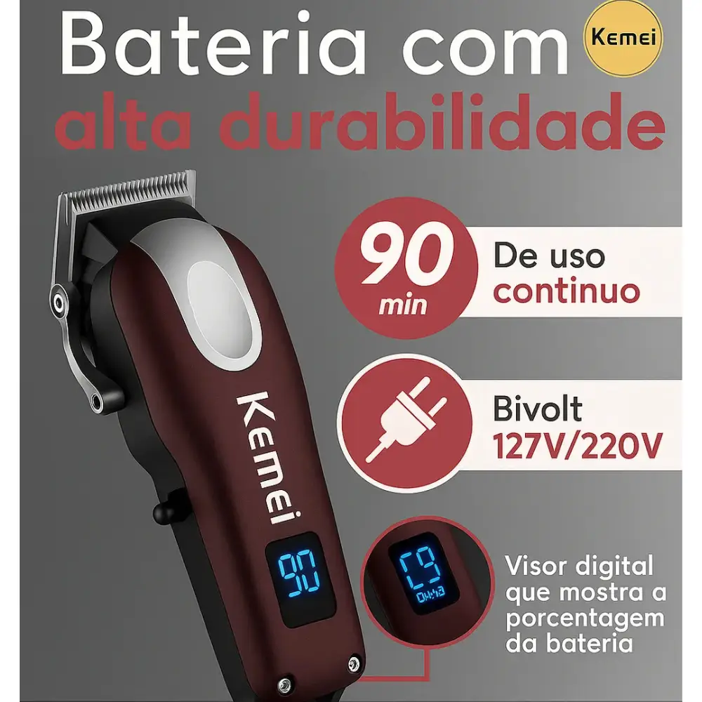 MAQUINA DE CABELO PROFISSIONAL KEMEI KM-2606