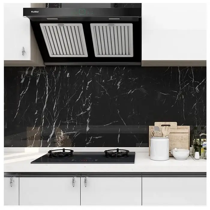 Papel Adesivo Mármore Lavável Móveis Parede - Preto - Imagem 6