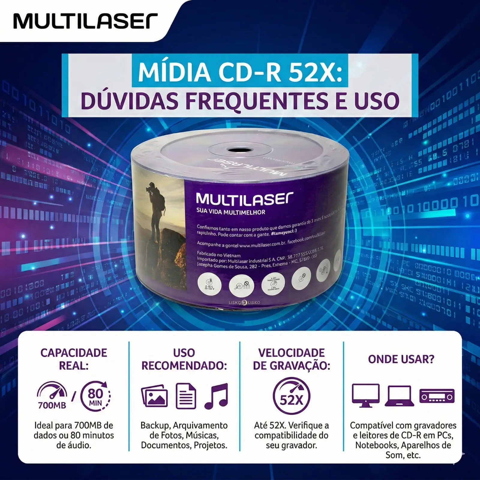 Mídia Cd-R Vel. 52X - 50 Un. Shrink - CD051 - Imagem 6