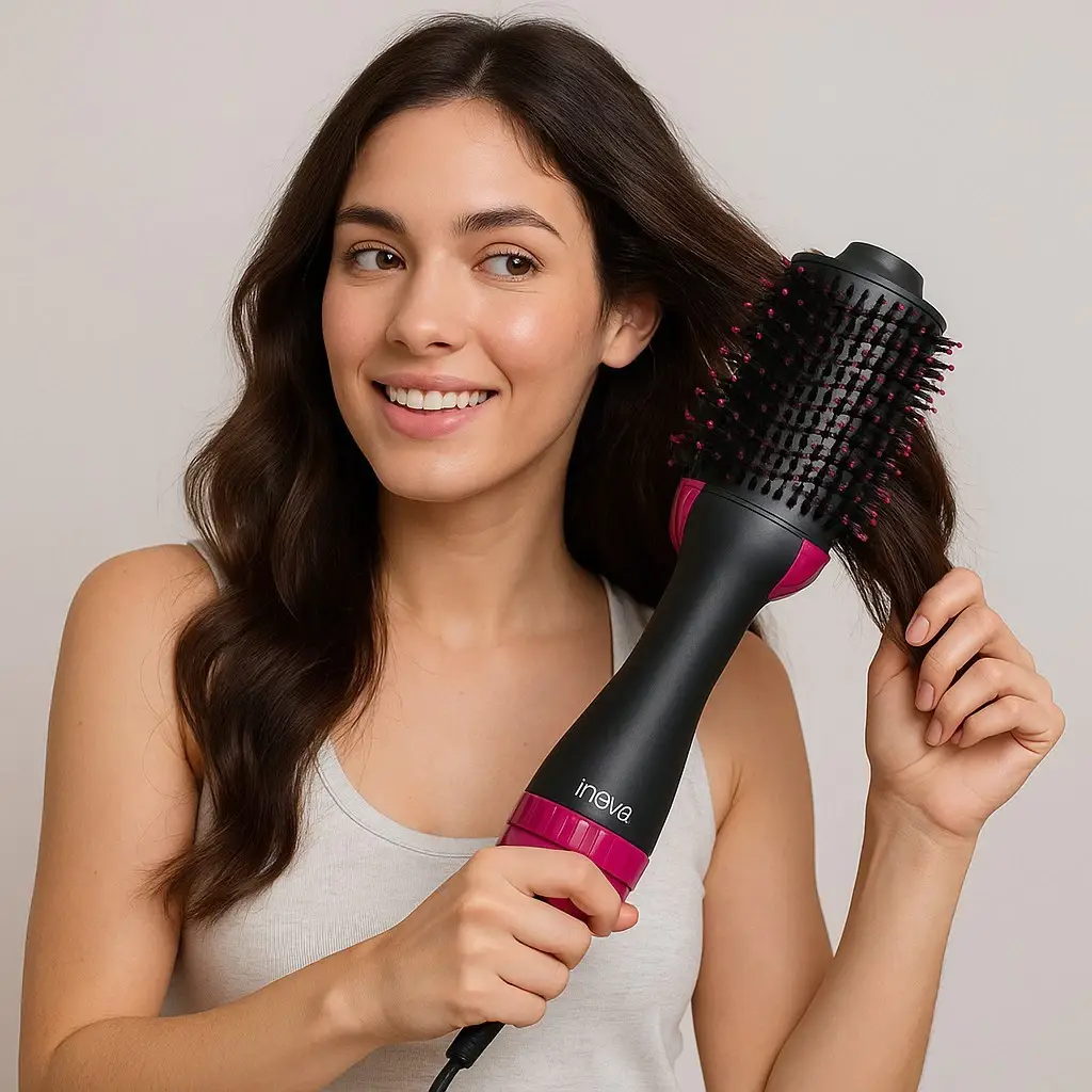 Escova Secadora Elétrica 1000W Profissional Inova 110V 3 em 1 Finaliza Resfria Modela - Imagem 6